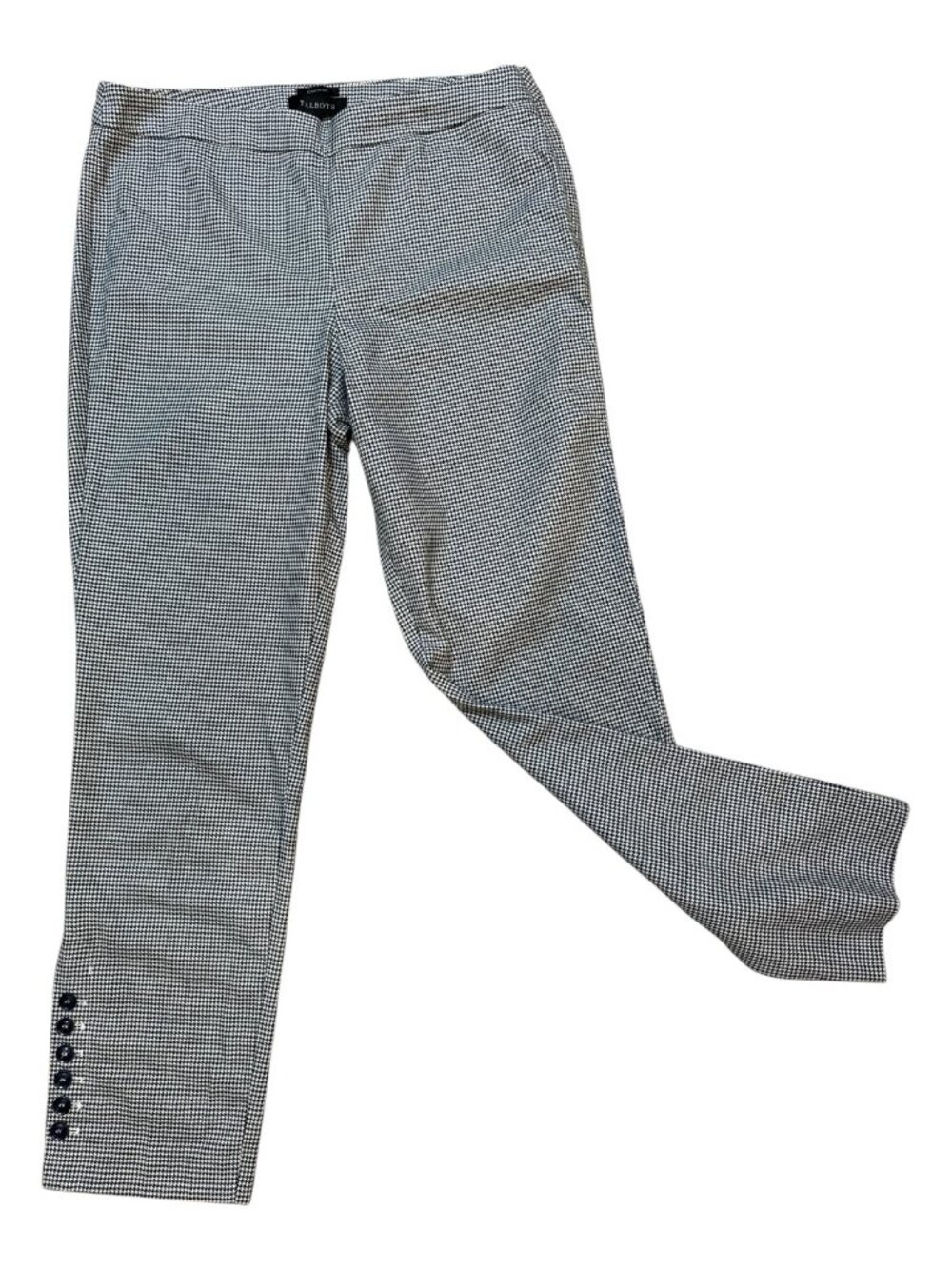 Talbots Sz 10 Blue, Green & Ivory Houndstooth Chatham Side Zip Pants